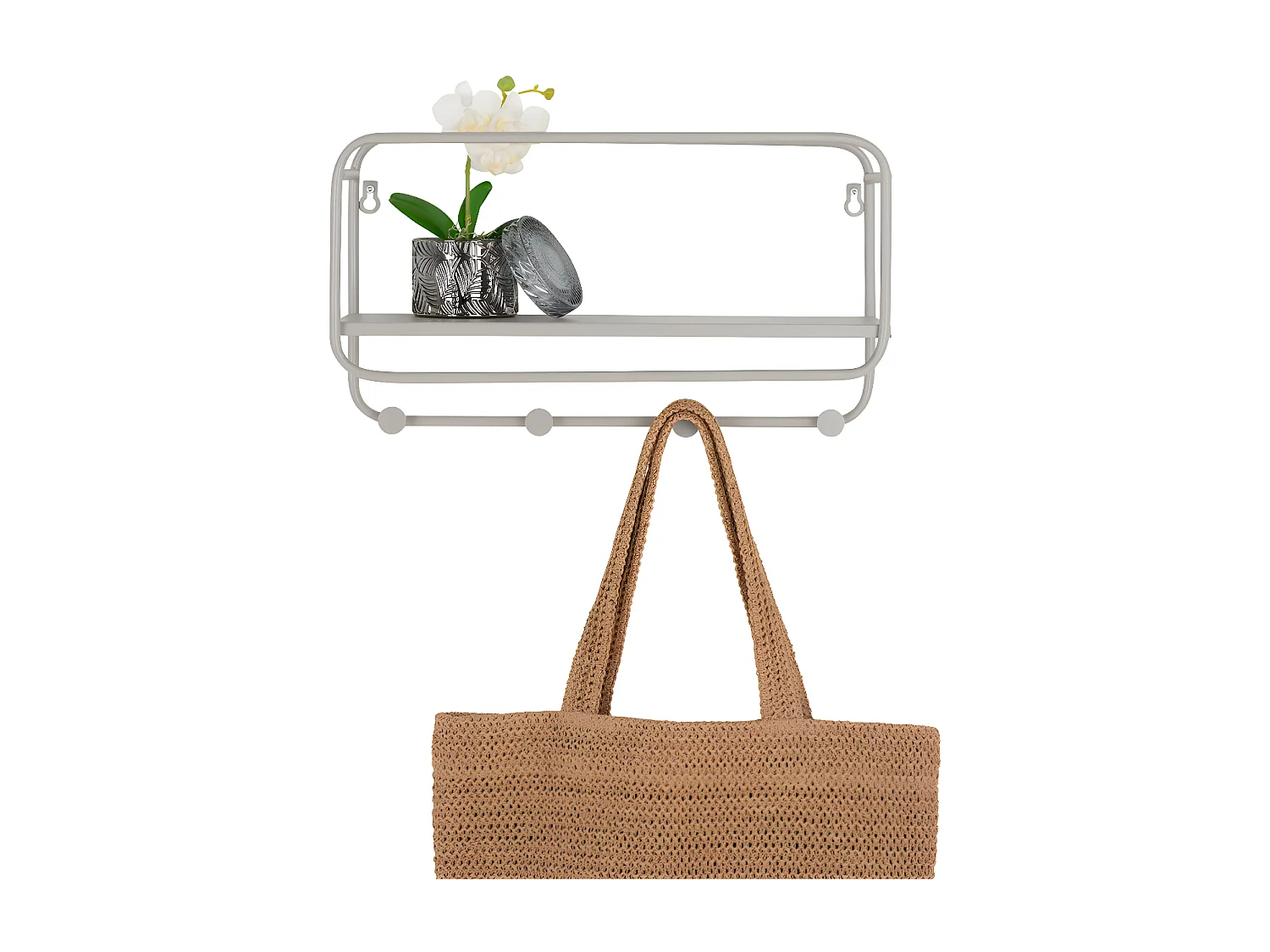 Feira - Porte-manteaux 4 crochets en métal - Couleur : Gris