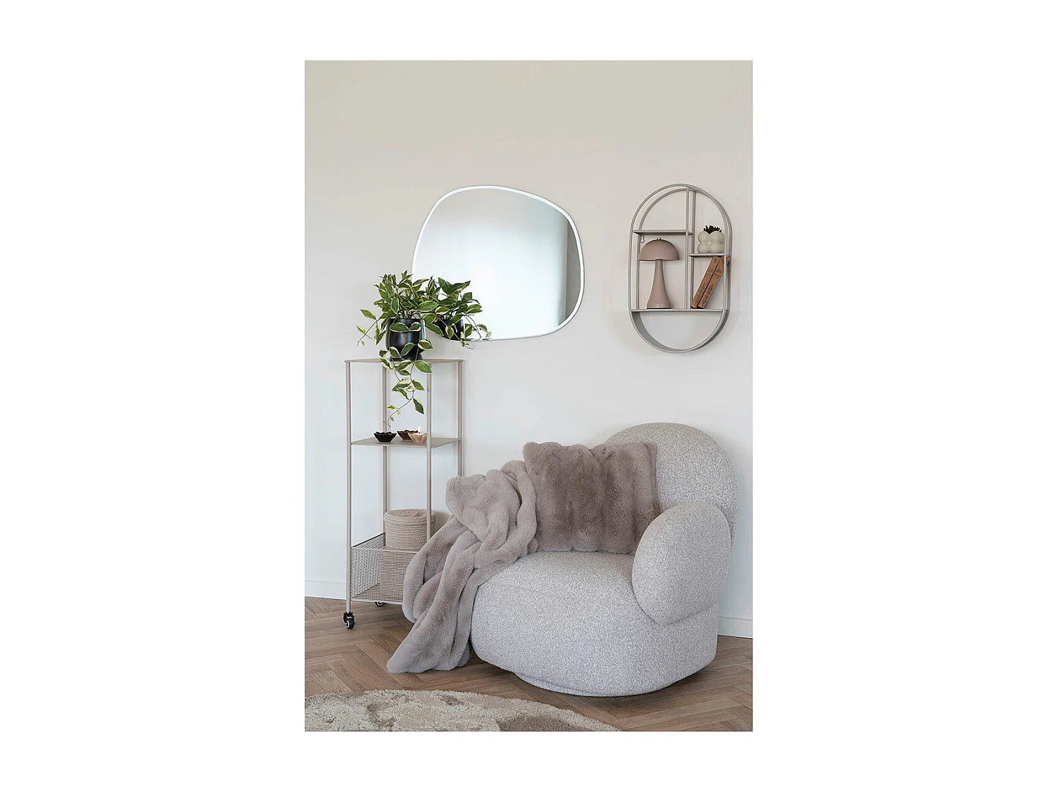 Feira - Étagère murale ovale en métal - Couleur : Gris