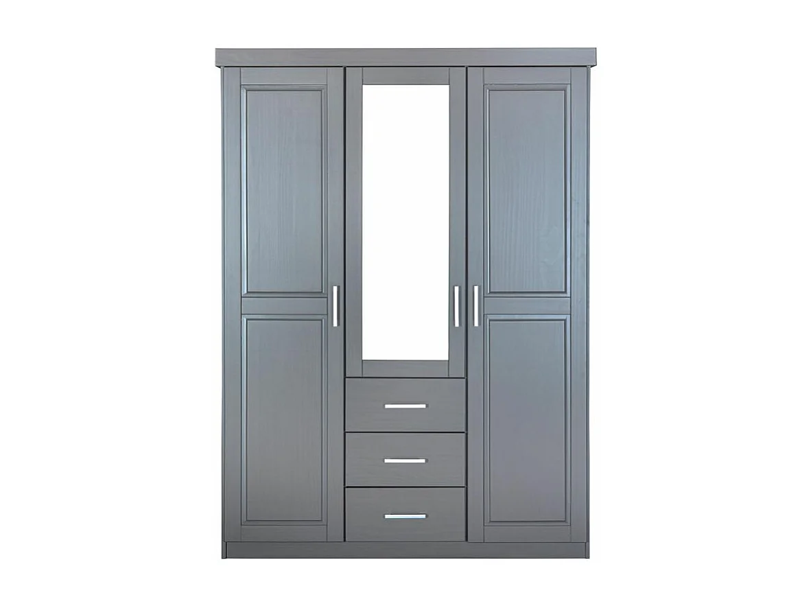 Armoire 3 Portes & 3 Tiroirs "Grada" 190cm Gris