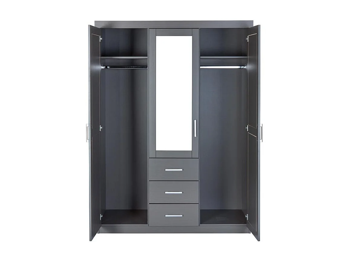 Armoire 3 Portes & 3 Tiroirs "Grada" 190cm Gris