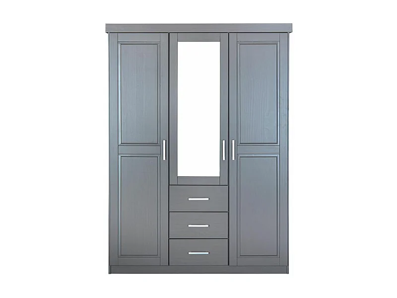 Armoire 3 Portes & 3 Tiroirs "Grada" 190cm Gris
