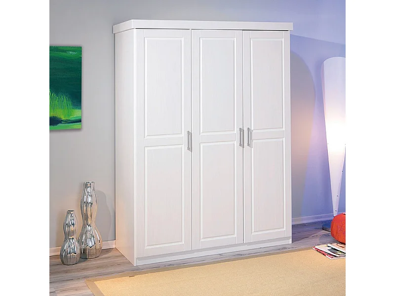 Armoire 3 Portes Bois Massif "Angel" 190cm Blanc