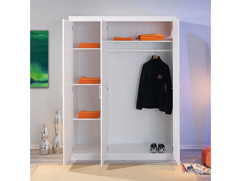 Armoire 3 Portes Bois Massif "Angel" 190cm Blanc