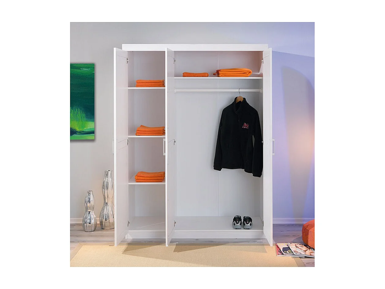 Armoire 3 Portes Bois Massif "Angel" 190cm Blanc