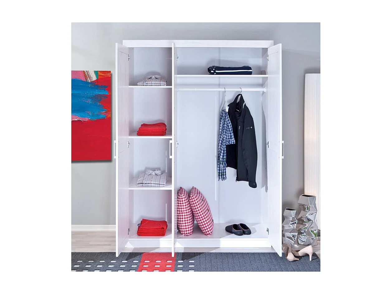 Armoire 3 Portes Bois Massif "Angel" 190cm Blanc