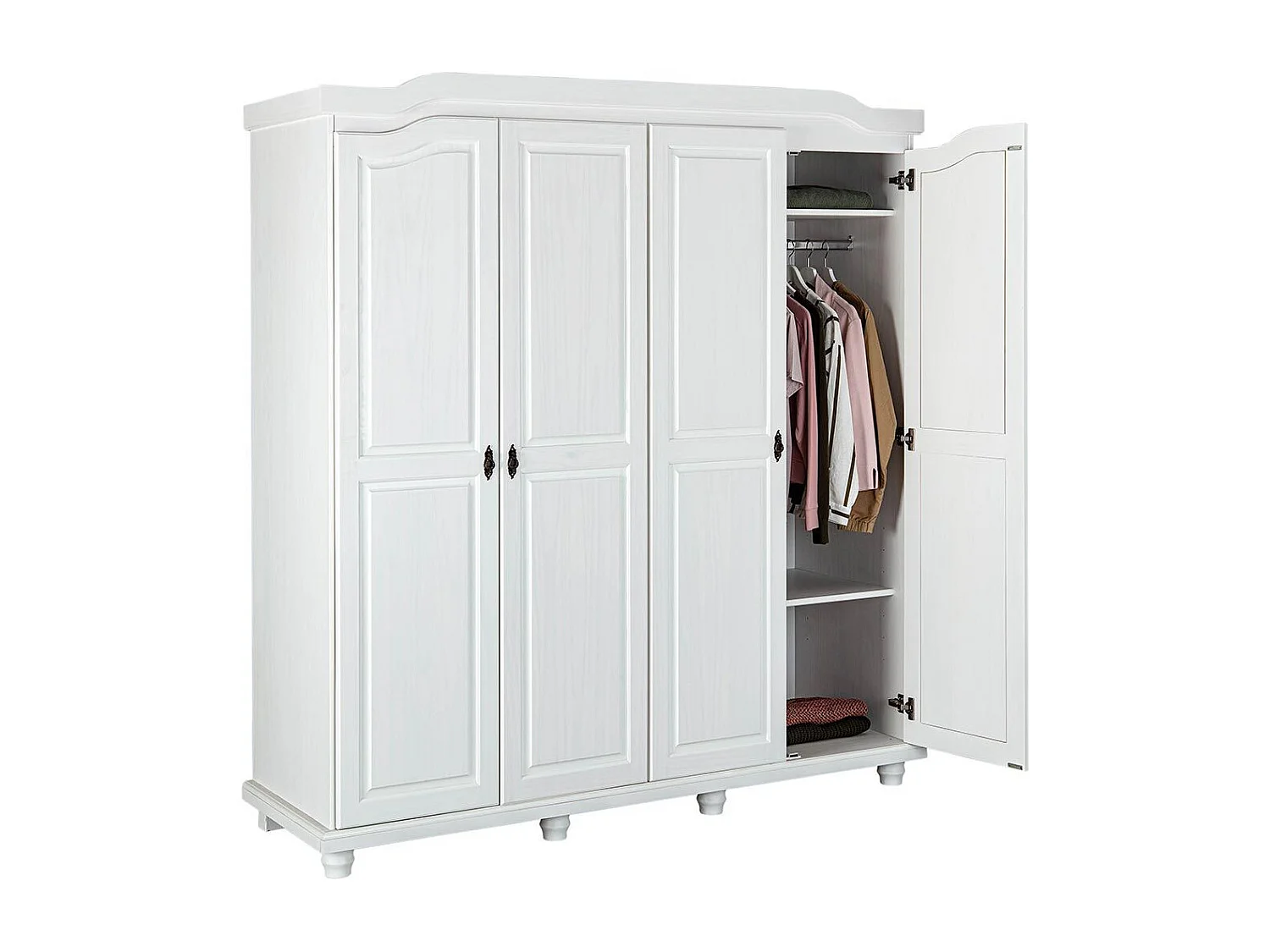 Armoire en Pin Massif Laqué "Ilya" 197cm Blanc