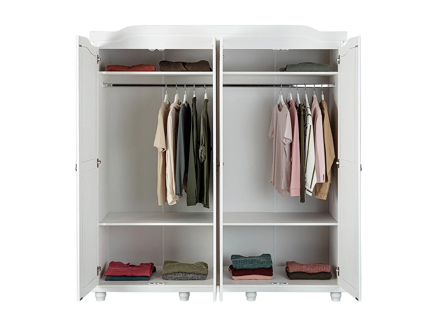 Armoire en Pin Massif Laqué "Ilya" 197cm Blanc