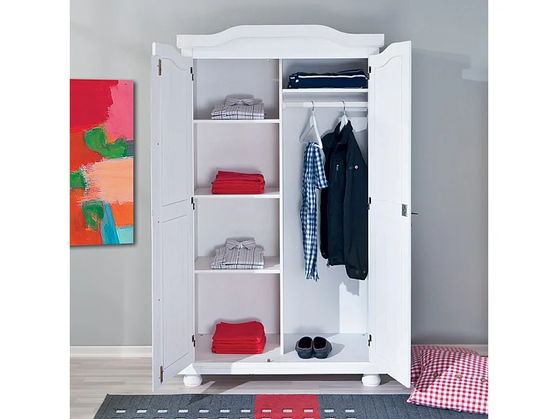 Armoire 2 Portes Bois "Cardaillac" 180cm Blanc