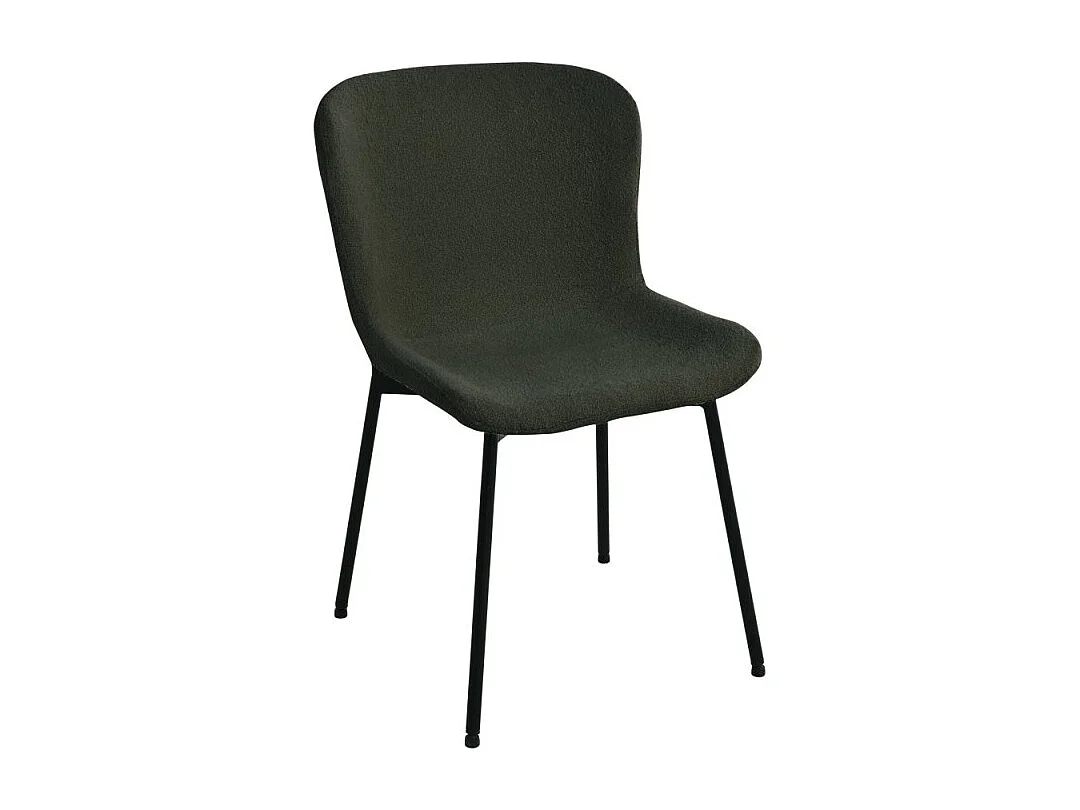 Chaise De Salle À Manger Maceda En Tissu Bouclé Vert Foncé