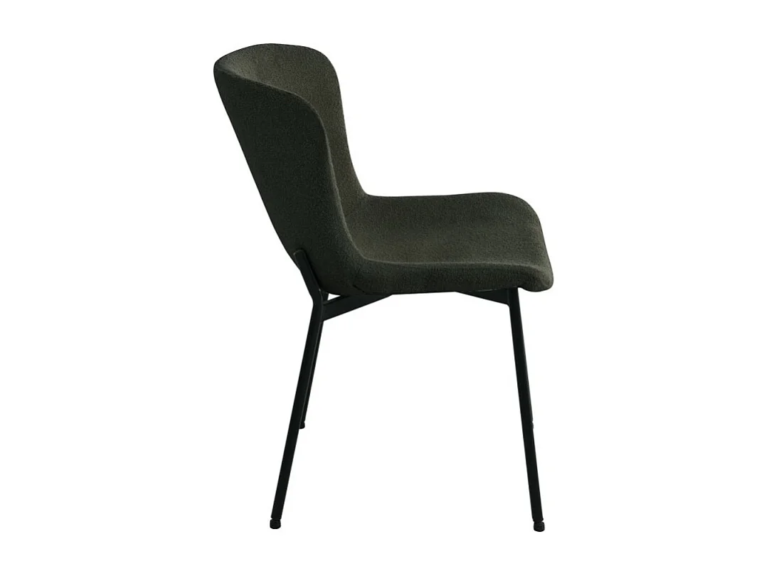 Chaise De Salle À Manger Maceda En Tissu Bouclé Vert Foncé