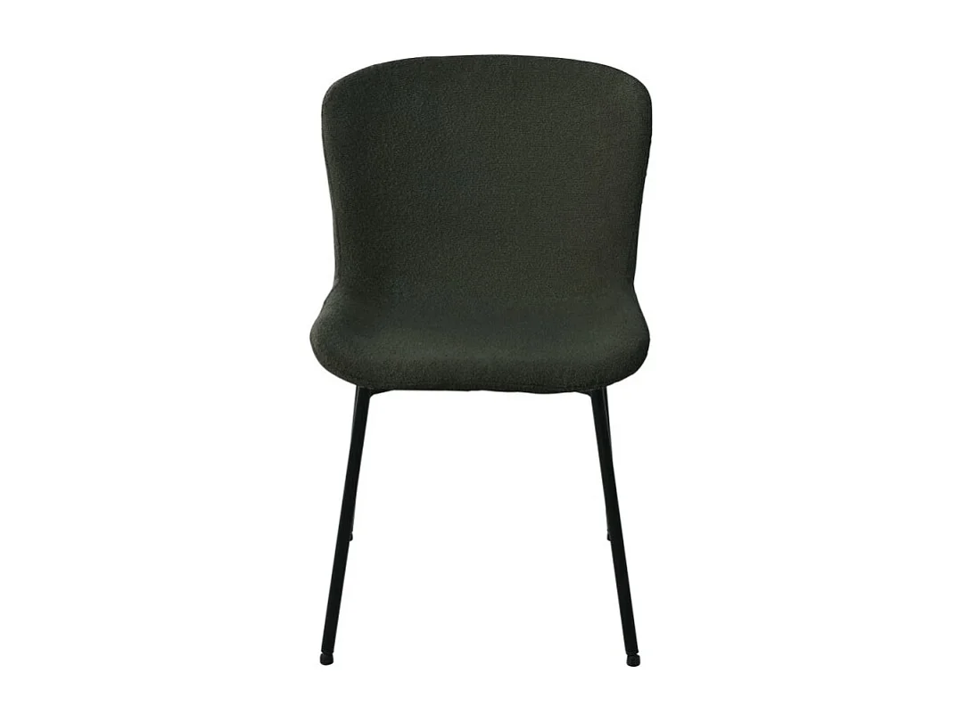 Chaise De Salle À Manger Maceda En Tissu Bouclé Vert Foncé