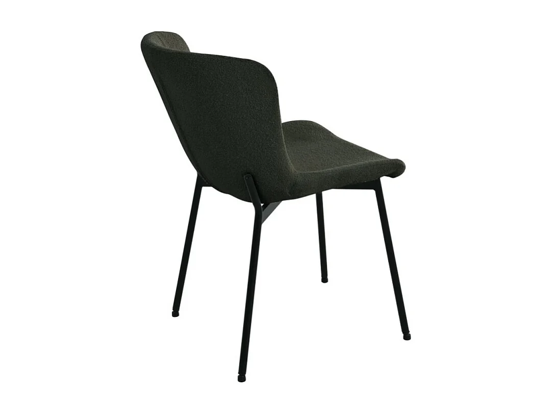 Chaise De Salle À Manger Maceda En Tissu Bouclé Vert Foncé