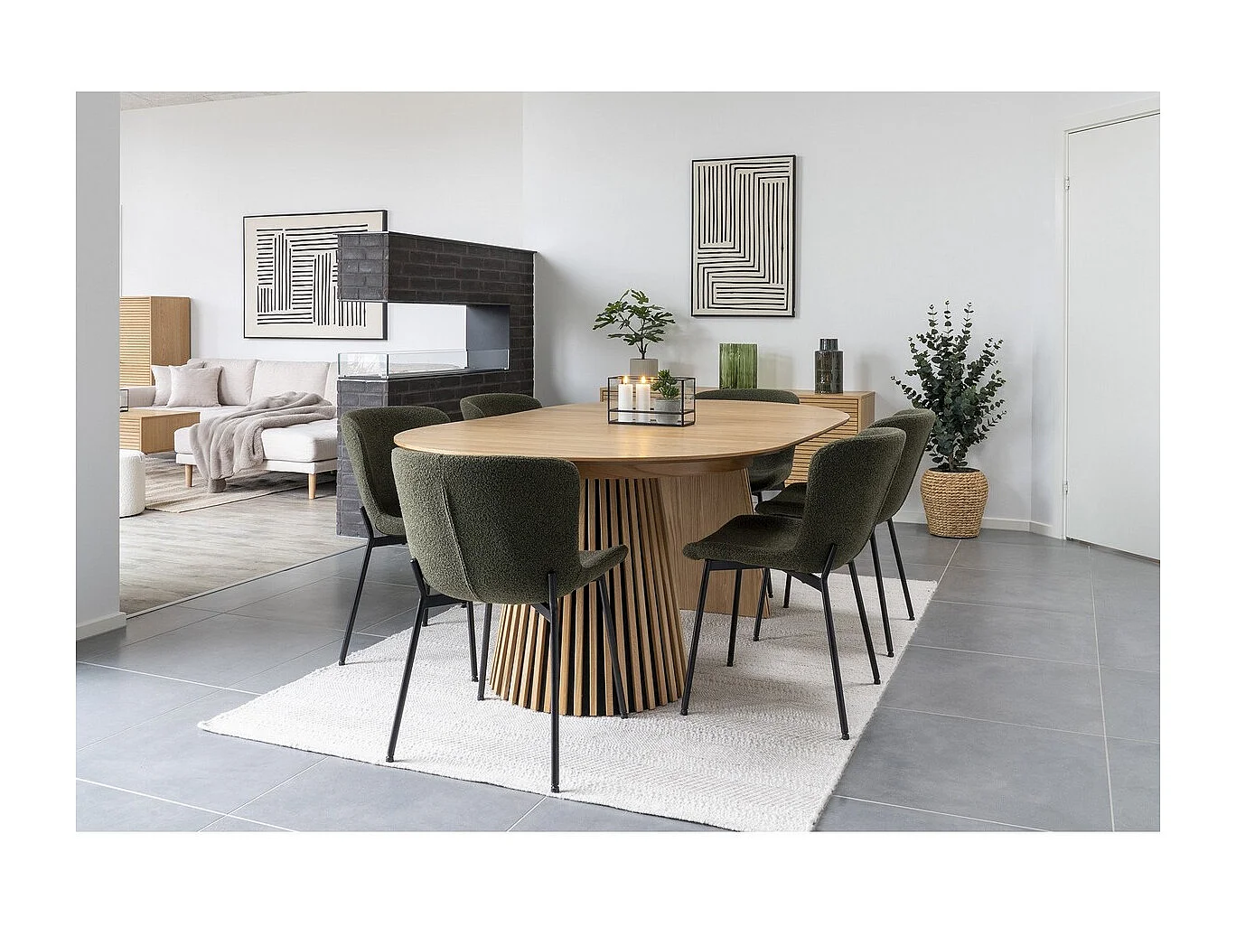 Chaise De Salle À Manger Maceda En Tissu Bouclé Vert Foncé