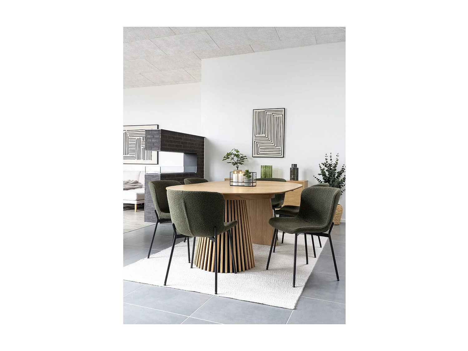 Chaise De Salle À Manger Maceda En Tissu Bouclé Vert Foncé