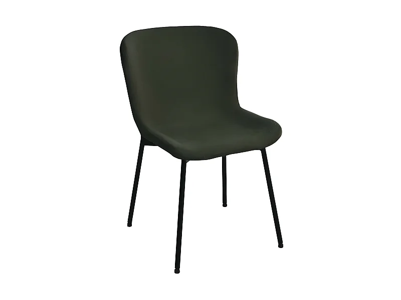 Chaise De Salle À Manger Maceda En Tissu Bouclé Vert Foncé