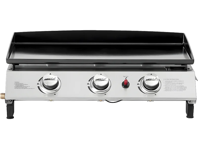 Chapa a gás com 3 queimadores em aço inoxidável "Jolly" - 7,5 Kw - Cinza