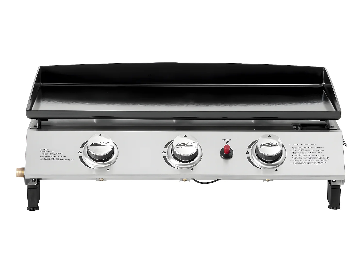 Plancha gaz 3 brûleurs "Jolly" - 7,5 Kw - Gris