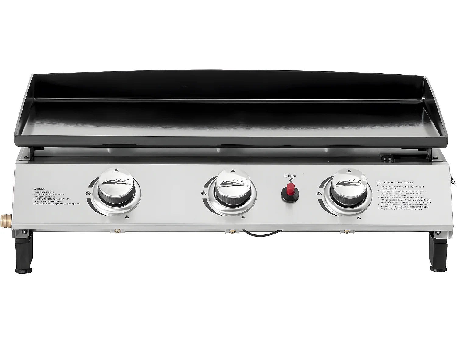 Plancha gaz 3 brûleurs "Jolly" - 7,5 Kw - Gris