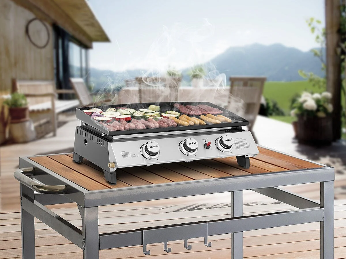 Plancha mit 3 Gasbrennern "Jolly" - 7,5 kW - Grau