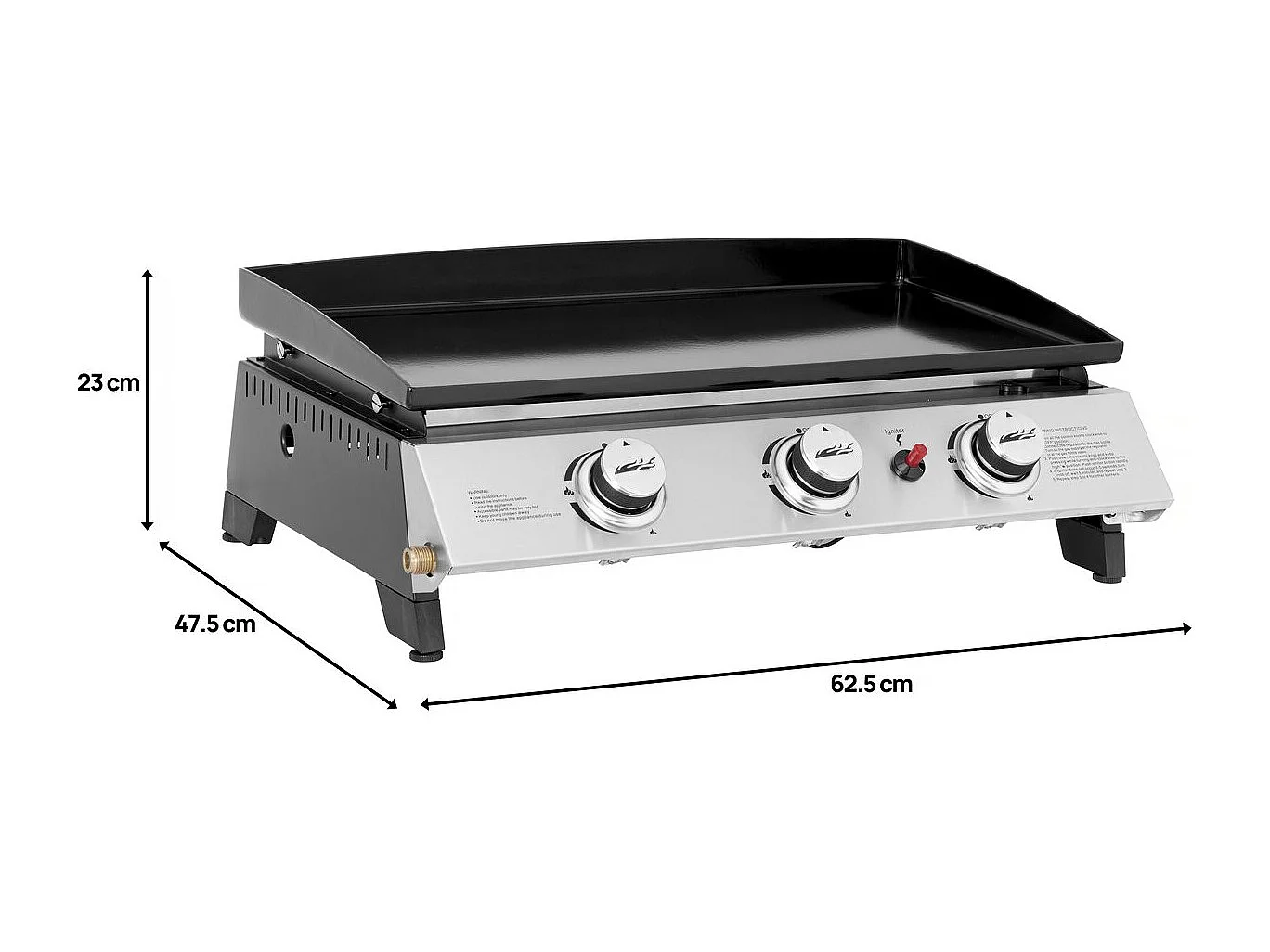 Plancha mit 3 Gasbrennern "Jolly" - 7,5 kW - Grau
