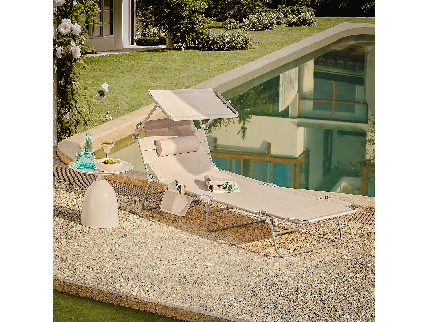 SoBuy, onde, móvel de jardim transat exterior, mesa móvel, OGS35-MIX2