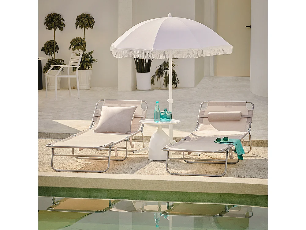 SoBuy, onde, móvel de jardim transat exterior, mesa móvel, OGS35-MIX2