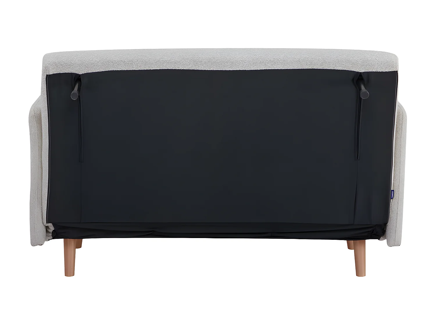 Belushi - Canapé convertible 2 places en tissu bouclette pieds bois clair L120cm - Beige