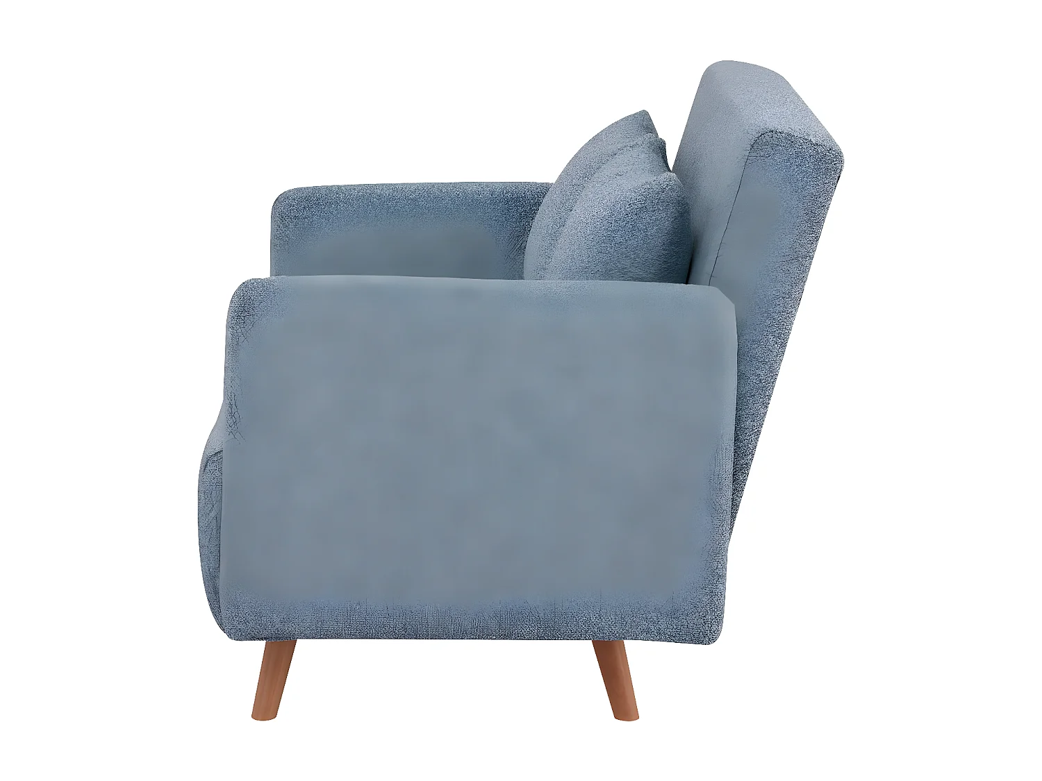 Belushi - Canapé convertible 2 places en tissu bouclette pieds bois clair L120cm - Bleu aqua