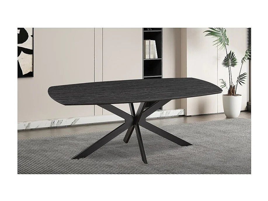 Table à manger ovale TUNIS décor chêne brun foncé