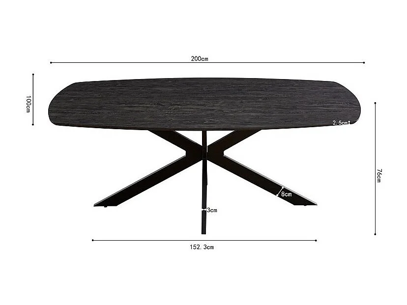 Table à manger ovale TUNIS décor chêne brun foncé