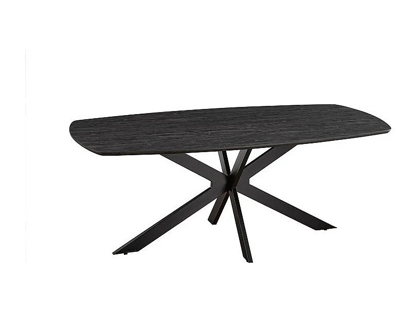 Table à manger ovale TUNIS décor chêne brun foncé