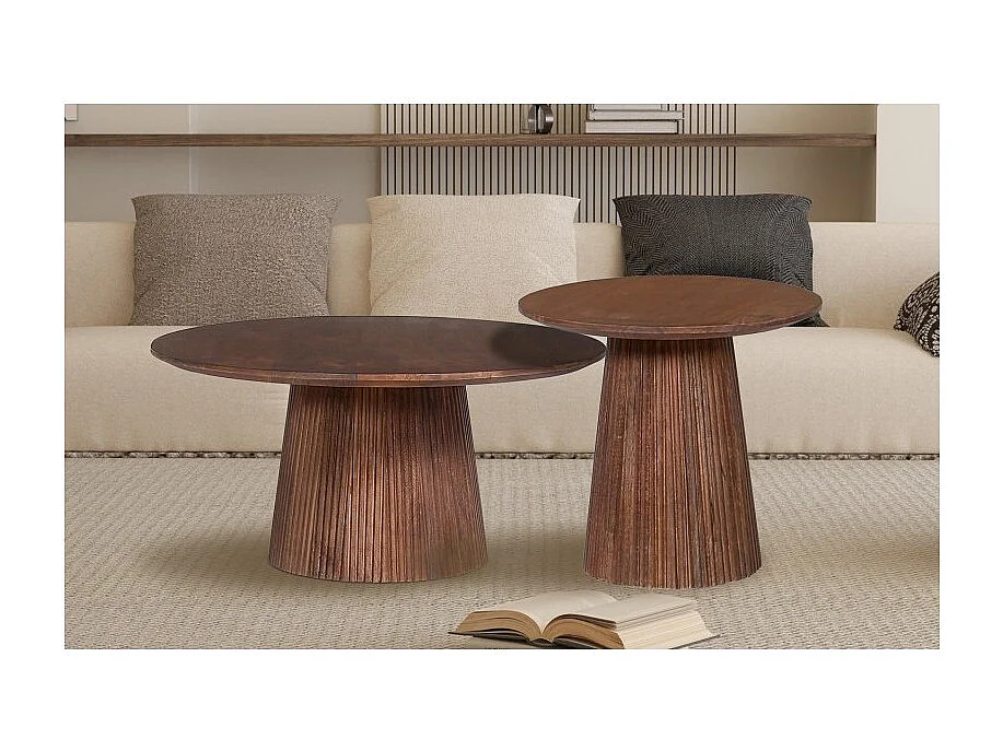 Table basse RIMBAUD – Effet bois brun – Diamètre 50 cm