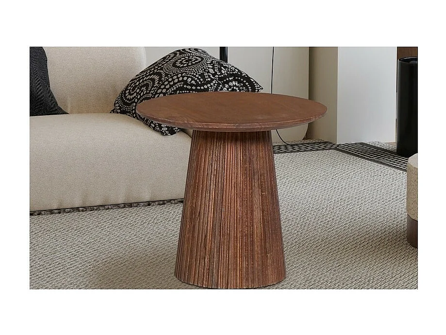 Table basse RIMBAUD – Effet bois brun – Diamètre 50 cm