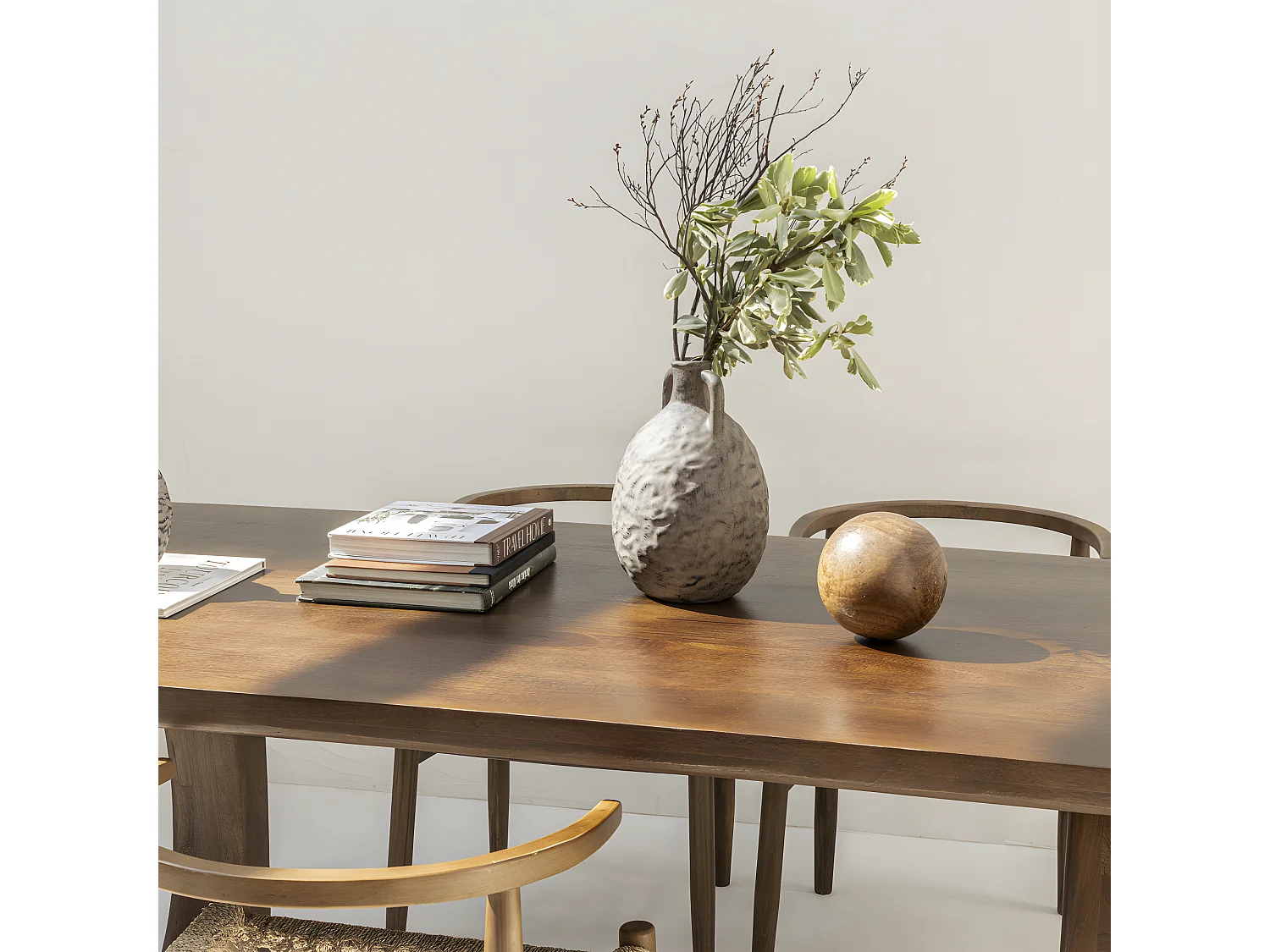 Sinjai - Table à manger 8 personnes en bois massif - Bois foncé