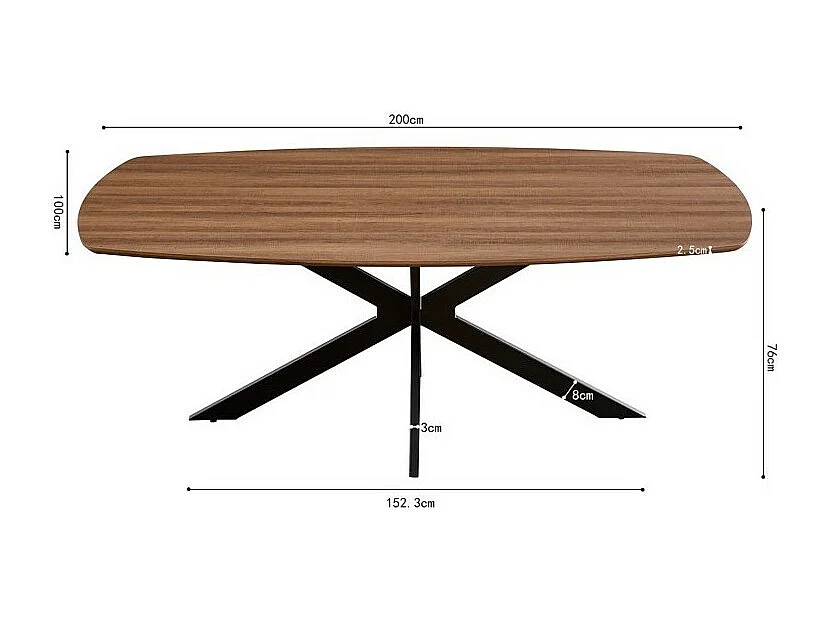 Ovale eettafel TUNIS in verouderd eiken decor