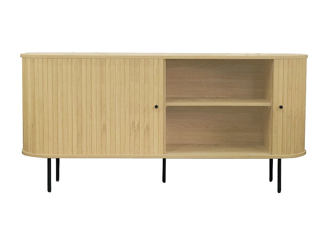 Lucie - Buffet aux portes coulissantes en bois et métal L160cm - Bois clair