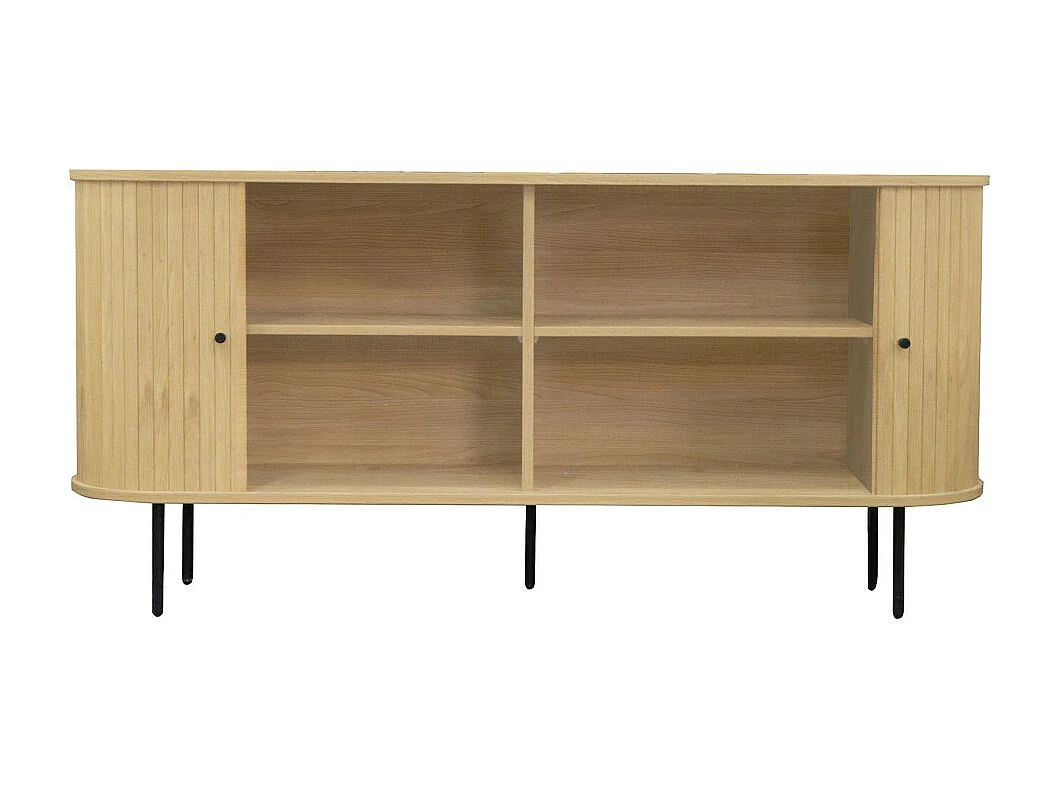 Lucie - Buffet aux portes coulissantes en bois et métal L160cm - Bois clair