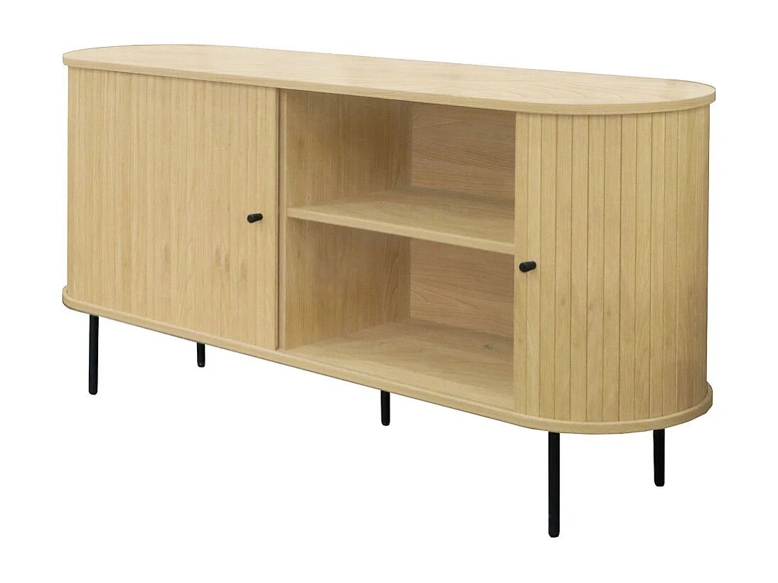 Lucie - Buffet aux portes coulissantes en bois et métal L160cm - Bois clair