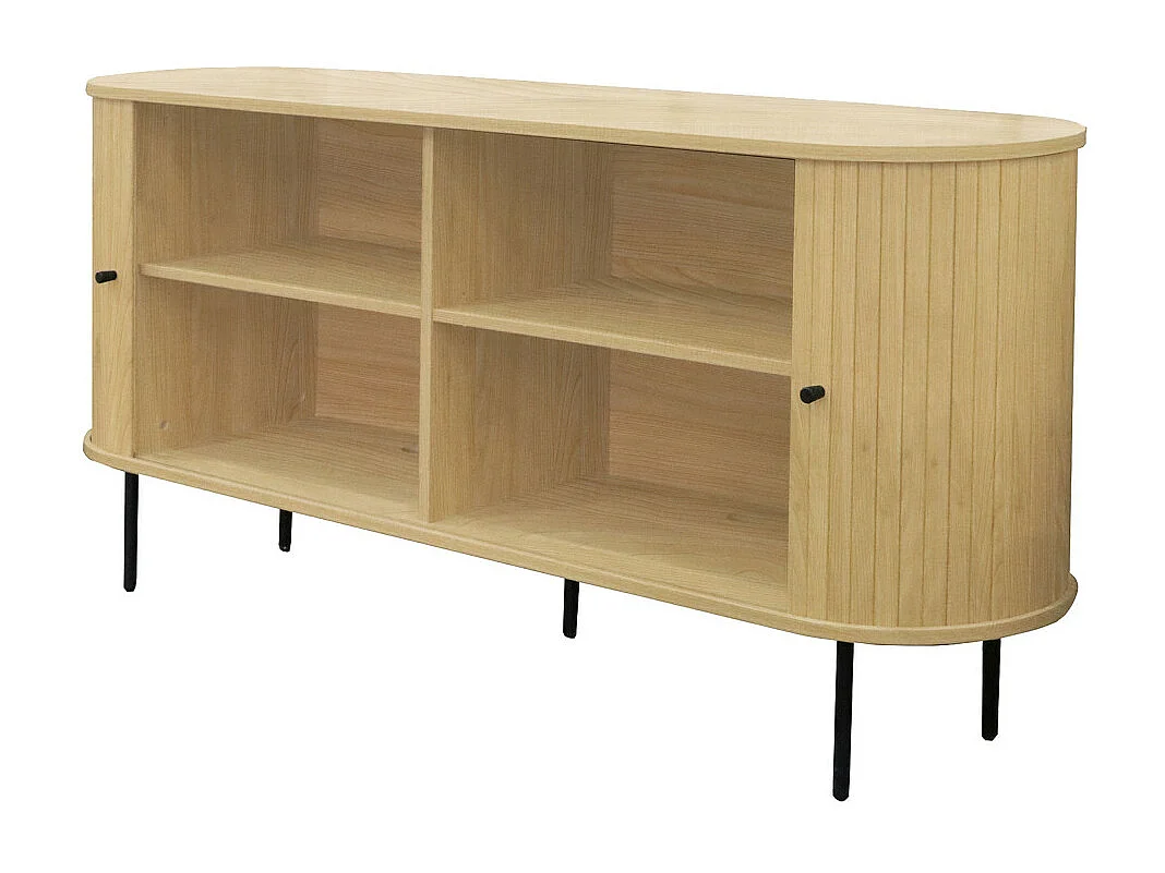 Lucie - Buffet aux portes coulissantes en bois et métal L160cm - Bois clair