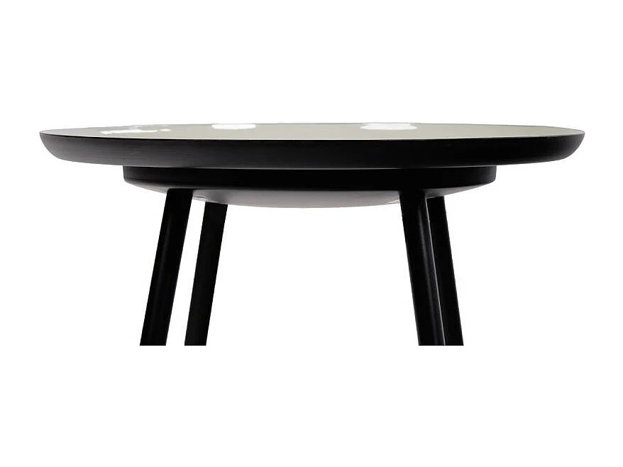 Table d'appoint ronde plateau émaillé gris et métal noir - LAK 0504