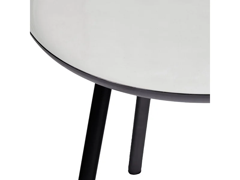 Table d'appoint ronde plateau émaillé gris et métal noir - LAK 0504