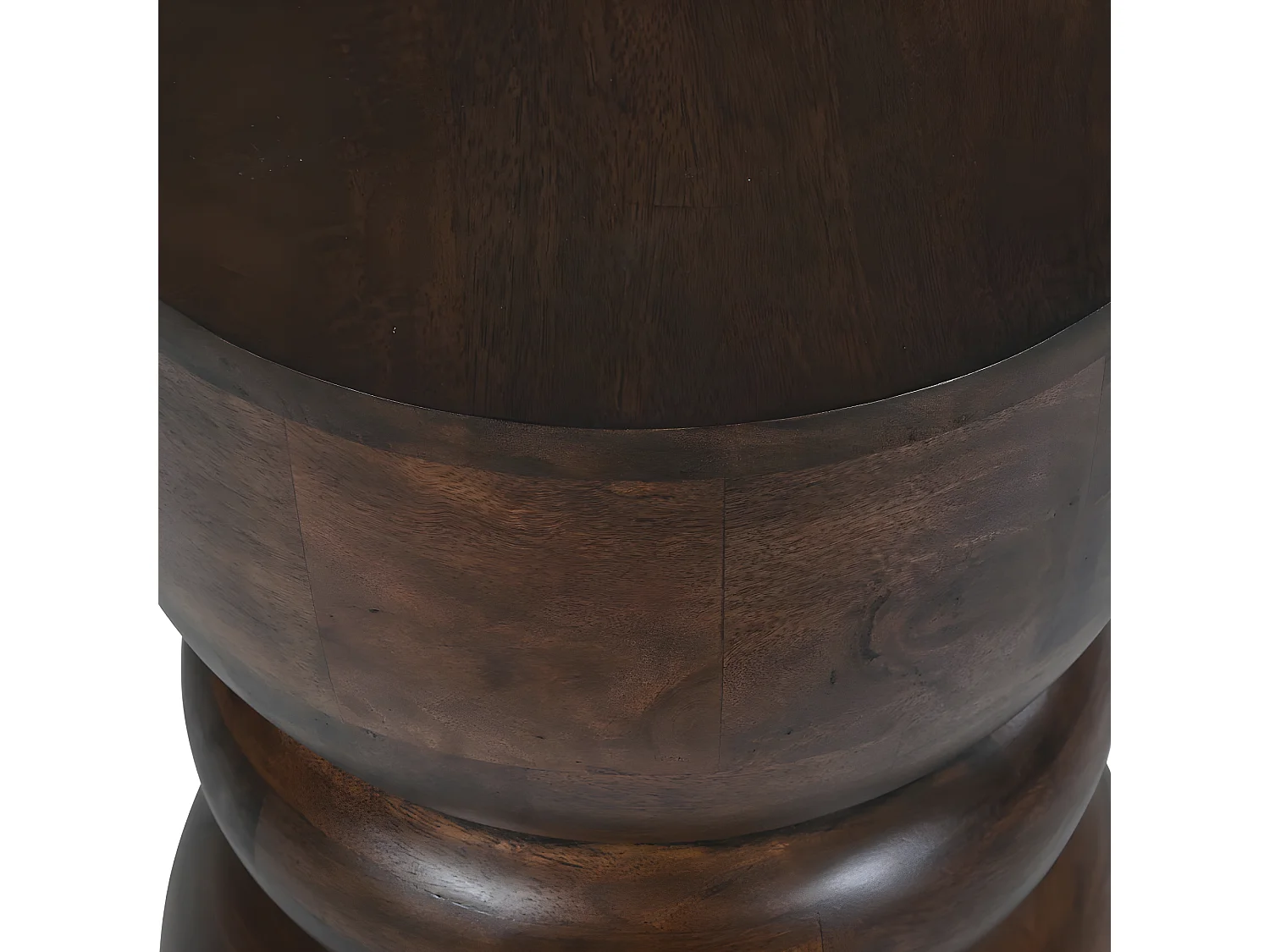 Pulau - Table d'appoint en bois massif ø33,5cm - Bois foncé