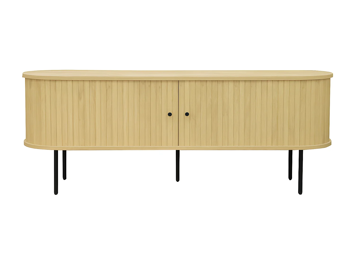 Lucie - Meuble tv aux portes coulissantes en bois et métal L150cm - Bois clair