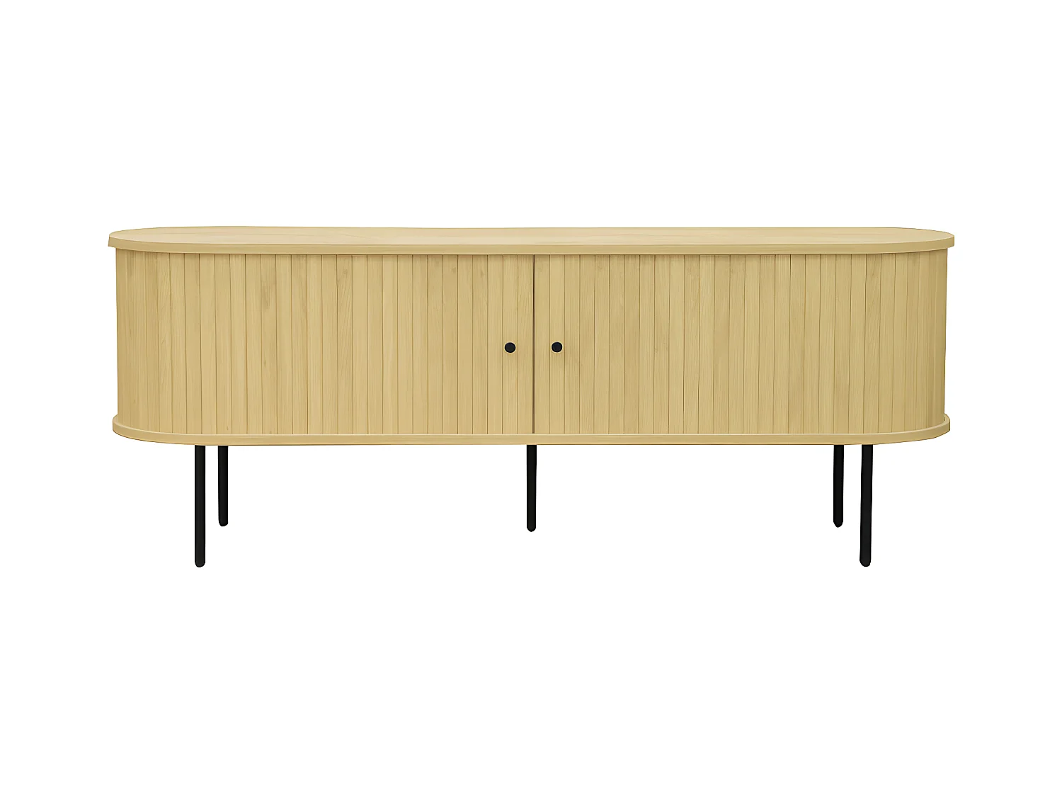 Lucie - Meuble tv aux portes coulissantes en bois et métal L150cm - Bois clair