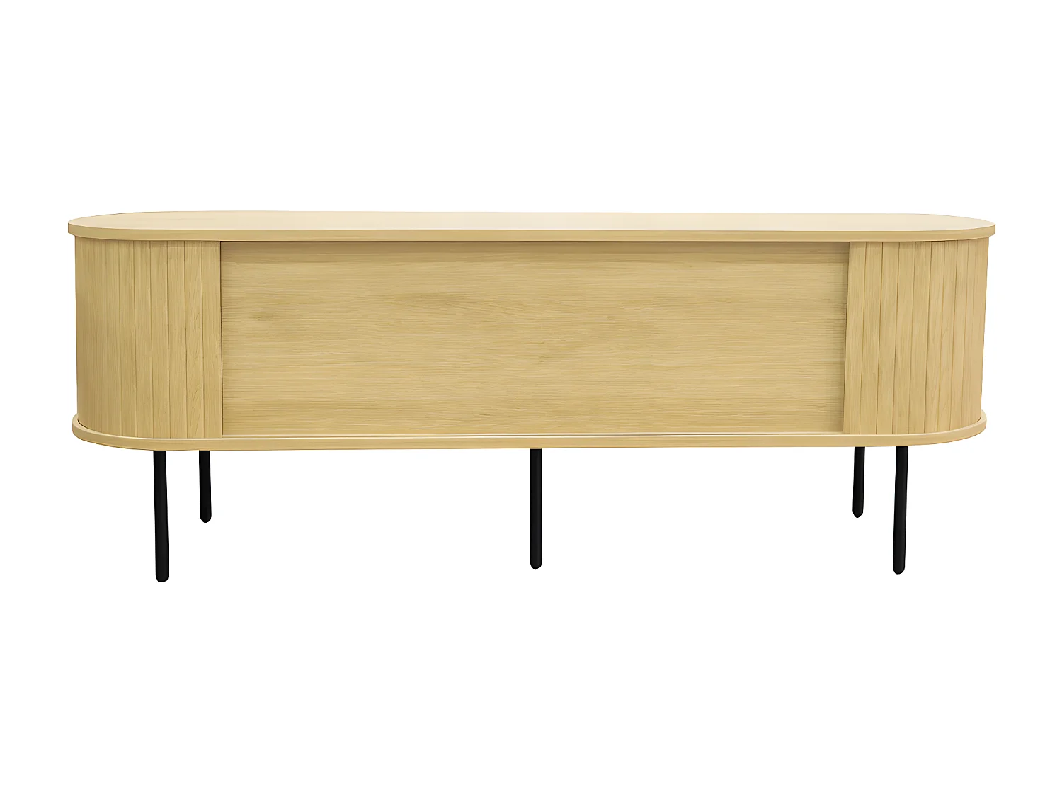 Lucie - Meuble tv aux portes coulissantes en bois et métal L150cm - Bois clair