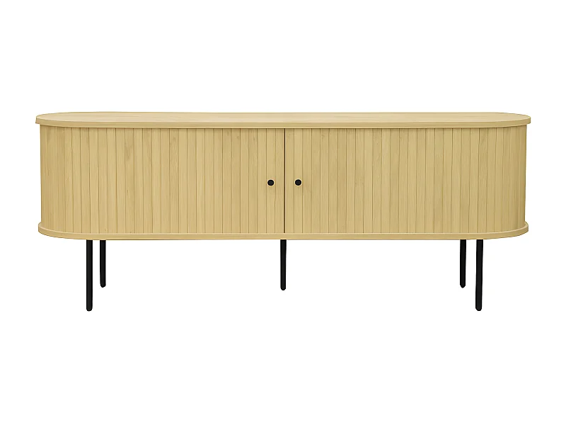 Lucie - Meuble tv aux portes coulissantes en bois et métal L150cm - Bois clair