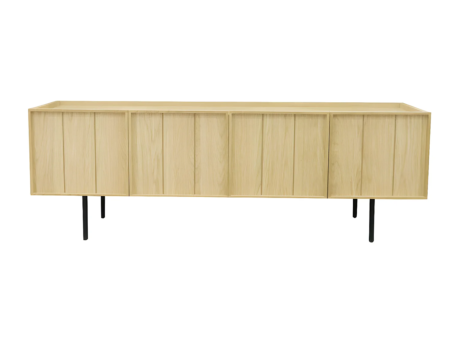Lines - Meuble TV 4 portes en bois L160cm - Bois clair