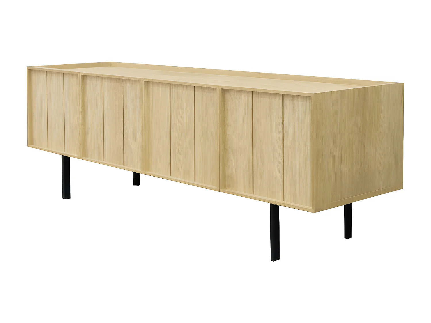 Lines - Meuble TV 4 portes en bois L160cm - Bois clair