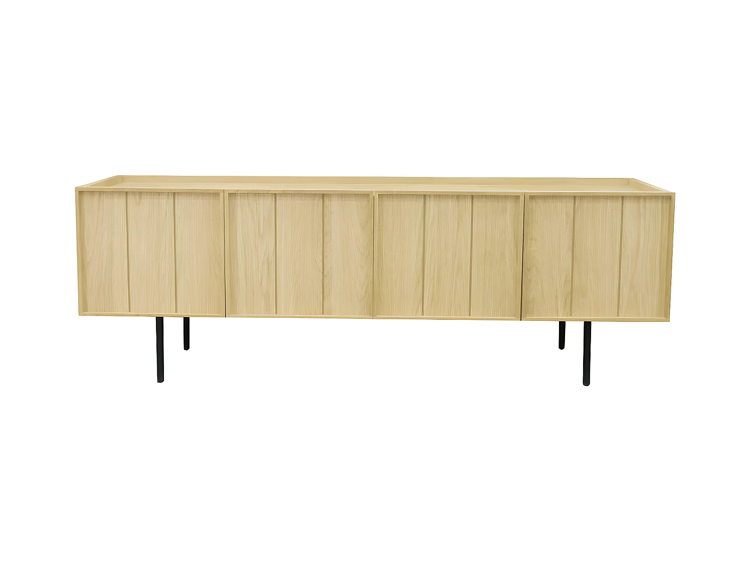 Lines - Meuble TV 4 portes en bois L160cm - Bois clair