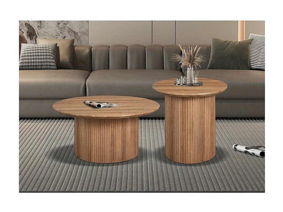 Couchtisch Kollektion VAGOS in gealterter Eichenoptik Durchmesser 50 cm